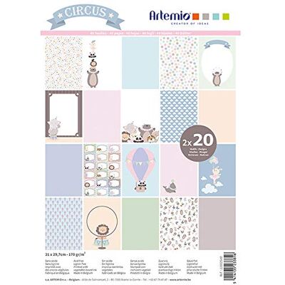 Artemio Blok met 40 vellen scrapbooking-papier, A4, cirkelmotief Artemio Blok met 40 vellen scrapbooking-papier, A4, cirkelmotief