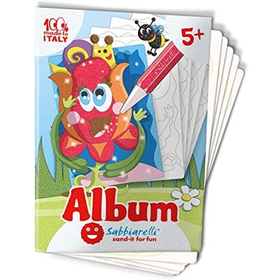 Sabbiarelli – Album De Bloemen Zelfklevende Bladeren voor Sand Art Bevat 5 zelfklevende A5-tekeningen, 100% Made in Italy, knutselwerk, kinderen 5-12 jaar, gekleurd zand niet inbegrepen Sabbiarelli – Album De Bloemen Zelfklevende Bladeren voor Sand Art Bevat 5 zelfklevende A5-tekeningen, 100% Made in Italy, knutselwerk, kinderen 5-12 jaar, gekleurd zand niet inbegrepen