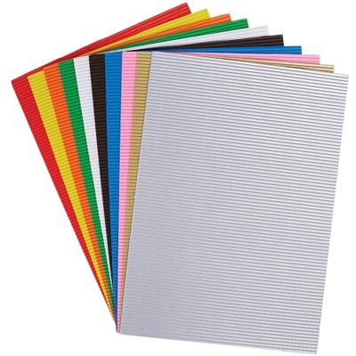 Baker Ross VC207 Kleurrijk golfkarton, A4, 160 g/m², 10 stuks, golfkarton om te knutselen Baker Ross VC207 Kleurrijk golfkarton, A4, 160 g/m², 10 stuks, golfkarton om te knutselen