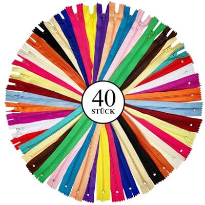 KGS Nylon rits voor naaien en knutselen 20 kleuren maat: 15 cm 40 ritsen per verpakking veelkleurig #3 voor tassen, tassen, rokken, jurken KGS Nylon rits voor naaien en knutselen 20 kleuren maat: 15 cm 40 ritsen per verpakking veelkleurig #3 voor tassen, tassen, rokken, jurken