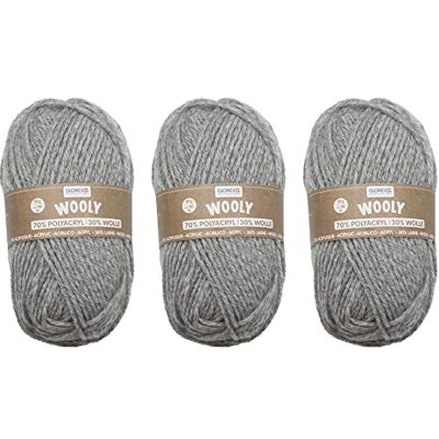 GLOREX Wooly 5 1002 51, 3 bollen breigaren, 70% acryl en 30% wol, elk 50 g, grijs gemêleerd, zeer zacht, warm, aangenaam om te dragen GLOREX Wooly 5 1002 51, 3 bollen breigaren, 70% acryl en 30% wol, elk 50 g, grijs gemêleerd, zeer zacht, warm, aangenaam om te dragen