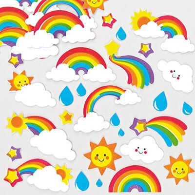 Baker Ross 120 stuks regenboogstickers van schuim, zeer kleurrijk, ideaal voor creatieve collage-activiteiten Baker Ross 120 stuks regenboogstickers van schuim, zeer kleurrijk, ideaal voor creatieve collage-activiteiten
