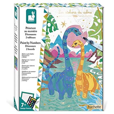 Janod Set schilderen op nummer dinosaurussen – 2 schilderijen om te maken – Les Ateliers du Calme – creatieve vrijetijdsset voor kinderen – vanaf 7 jaar, J07982, meerkleurig, eenheidsmaat Janod Set schilderen op nummer dinosaurussen – 2 schilderijen om te maken – Les Ateliers du Calme – creatieve vrijetijdsset voor kinderen – vanaf 7 jaar, J07982, meerkleurig, eenheidsmaat