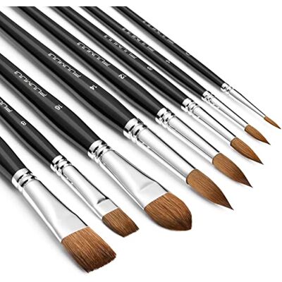 Fuumuui Professionele aquarelpenselen – 8 kunstenaarspenselen voor aquarel, gouache, Kolinsky marterhaar voor een constante stroom en hoog absorptievermogen Watercolor borstels, natuurlijke borstelharen Fuumuui Professionele aquarelpenselen – 8 kunstenaarspenselen voor aquarel, gouache, Kolinsky marterhaar voor een constante stroom en hoog absorptievermogen Watercolor borstels, natuurlijke borstelharen