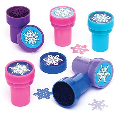 Baker Ross Ross AR771 zelfkleurende stempels voor kinderen, sneeuwvlok, 10 stuks Baker Ross Ross AR771 zelfkleurende stempels voor kinderen, sneeuwvlok, 10 stuks