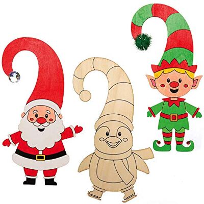 Baker Ross AX487 Houten Kerstdeurposters Set van 5, Feestelijk Houten Ambachten voor Kinderen om te kleuren, te decoreren en tentoon te stellen Baker Ross AX487 Houten Kerstdeurposters Set van 5, Feestelijk Houten Ambachten voor Kinderen om te kleuren, te decoreren en tentoon te stellen