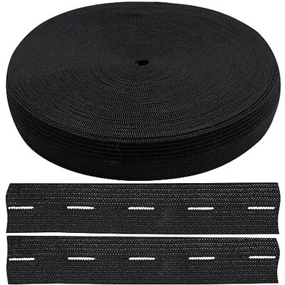 AERZETIX C67386 elastiek met platte knoopsluiting 10 m breedte 20 mm kleur zwart van polyester en latex confectie fournituren naaien kleding stof riem broek breien AERZETIX C67386 elastiek met platte knoopsluiting 10 m breedte 20 mm kleur zwart van polyester en latex confectie fournituren naaien kleding stof riem broek breien