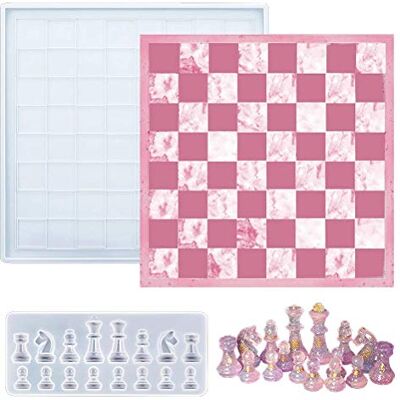 Tianbi Siliconen hars schaakbord mallen set, 3D schaakstukken, epoxy mal voor doe-het-zelf, handwerk, sieraden maken, epoxy polymeerklei ambachten Tianbi Siliconen hars schaakbord mallen set, 3D schaakstukken, epoxy mal voor doe-het-zelf, handwerk, sieraden maken, epoxy polymeerklei ambachten