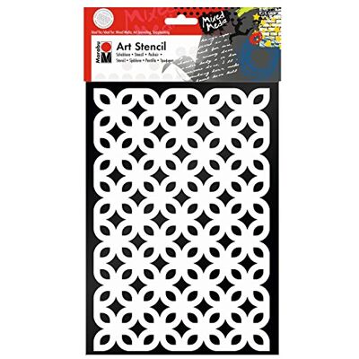 Marabu 0285000004 Art stencil motiefsjabloon voor effectieve sjabloon op papier, spieraam, hout en textiel, PVC-vrij, lasergesneden, herbruikbaar, DIN A4, retro bloemen Marabu 0285000004 Art stencil motiefsjabloon voor effectieve sjabloon op papier, spieraam, hout en textiel, PVC-vrij, lasergesneden, herbruikbaar, DIN A4, retro bloemen