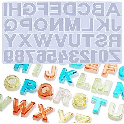PIQIUQIU Siliconen mal voor alfabet, cijfers, letters, hart, sieraden, sieraden, maken, alfabet, omgekeerd, vormset, 36 x 19,5 x 1 cm PIQIUQIU Siliconen mal voor alfabet, cijfers, letters, hart, sieraden, sieraden, maken, alfabet, omgekeerd, vormset, 36 x 19,5 x 1 cm