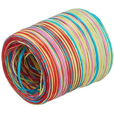 PRÄSENT C.E. Pattberg Rafia-lint, meerkleurig, 50 m lang, blauw, rood, groen, geel, roze, 5 strengen lint voor verpakking, knutselen, geschenken, decoratieve accessoires en knutselen PRÄSENT C.E. Pattberg Rafia-lint, meerkleurig, 50 m lang, blauw, rood, groen, geel, roze, 5 strengen lint voor verpakking, knutselen, geschenken, decoratieve accessoires en knutselen