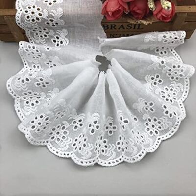 CENPEK Kanten lint voor naaien, borduren, vintage trim, randen, verfraaiing en knutselen, wit, 13 m x 8 cm CENPEK Kanten lint voor naaien, borduren, vintage trim, randen, verfraaiing en knutselen, wit, 13 m x 8 cm
