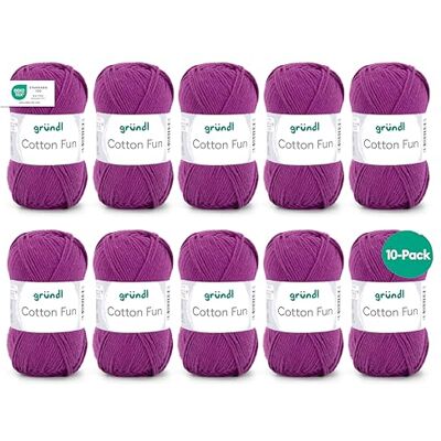 Gründl Cotton Fun wol, katoen, paars, 27 x 11 x 07 cm, 10 stuks Gründl Cotton Fun wol, katoen, paars, 27 x 11 x 07 cm, 10 stuks