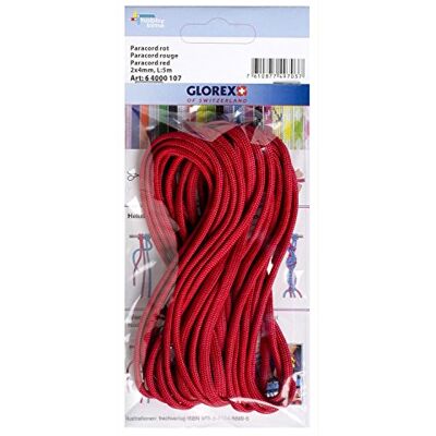 GLOREX 6 4000 107 Paracord, 2 x 4 mm, 5 meter lang, zeer scheurbestendig nylon touw, voor het binden van armbanden, linnen en linten GLOREX 6 4000 107 Paracord, 2 x 4 mm, 5 meter lang, zeer scheurbestendig nylon touw, voor het binden van armbanden, linnen en linten