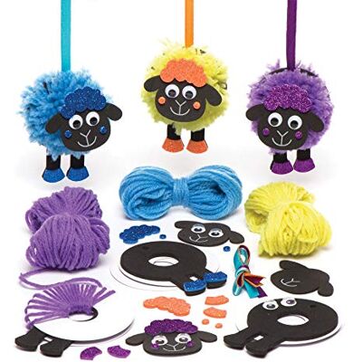 Baker Ross Set van 3 knutselsets voor hangers met kwastjes "pluizige schapen" Lente-knutselidee voor kinderen om te maken en cadeau te geven, gesorteerd Baker Ross Set van 3 knutselsets voor hangers met kwastjes "pluizige schapen" Lente-knutselidee voor kinderen om te maken en cadeau te geven, gesorteerd