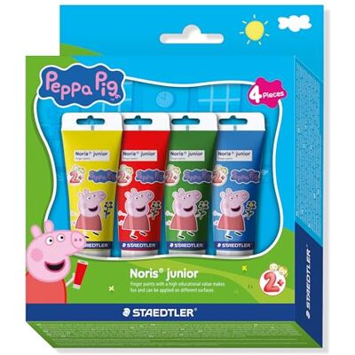 Staedtler Noris junior peintures au doigt Peppa Pig lot de 4 – premières peintures au doigt pour enfants sur papier, bois et verre – couleurs mélangées à séchage rapide en tubes pratiques Staedtler Noris junior peintures au doigt Peppa Pig lot de 4 – premières peintures au doigt pour enfants sur papier, bois et verre – couleurs mélangées à séchage rapide en tubes pratiques