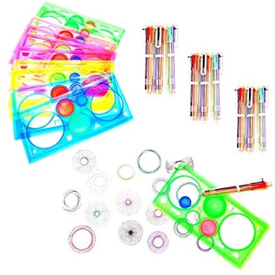 JZK 20 x herbruikbare kunststof tekening spirograph set, 10 stuks spirograph soeverein + 10 stuks veelkleurige balpen voor handwerk voor kinderen volwassenen verjaardag party tas meisje JZK 20 x herbruikbare kunststof tekening spirograph set, 10 stuks spirograph soeverein + 10 stuks veelkleurige balpen voor handwerk voor kinderen volwassenen verjaardag party tas meisje