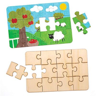 Baker Ross 8 stuks blanco houten puzzels voor het versieren van kinderen AW602 Baker Ross 8 stuks blanco houten puzzels voor het versieren van kinderen AW602