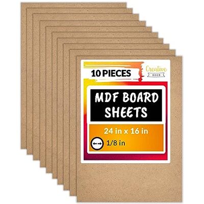 Creative 10 x MDF-plaat, 600 x 400 x 3 mm Vel van ruw hout, ideaal voor knutselen, lasersnijden, graveren, houten platen voor brandschilderen, linograveren Creative 10 x MDF-plaat, 600 x 400 x 3 mm Vel van ruw hout, ideaal voor knutselen, lasersnijden, graveren, houten platen voor brandschilderen, linograveren