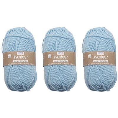 GLOREX 5 1001 50 Set van 3 bollen premium wol 100% acryl 50 g lichtblauw gemakkelijk te verwerken veelzijdig inzetbaar warm, zacht en krasbestendig GLOREX 5 1001 50 Set van 3 bollen premium wol 100% acryl 50 g lichtblauw gemakkelijk te verwerken veelzijdig inzetbaar warm, zacht en krasbestendig