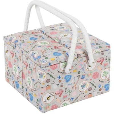 Hobby Gift Exclusieve grote naaidoos met twee deksels, opbergdoos om te knutselen, dienblad voor accessoires, pinnenbol, pvc-handgrepen, 25 x 25 x 17 cm, Haby Notions Hobby Gift Exclusieve grote naaidoos met twee deksels, opbergdoos om te knutselen, dienblad voor accessoires, pinnenbol, pvc-handgrepen, 25 x 25 x 17 cm, Haby Notions