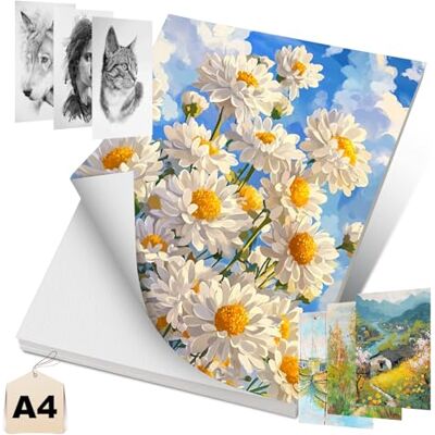 AiQInu Aquarelpapier A4, 300 g/m², 30 vellen 30 x 21 cm, waterverfpapier, voor aquarel, professioneel tekenalbum, aquarelpapier, ideaal voor schilderen en tekenen in aquarel AiQInu Aquarelpapier A4, 300 g/m², 30 vellen 30 x 21 cm, waterverfpapier, voor aquarel, professioneel tekenalbum, aquarelpapier, ideaal voor schilderen en tekenen in aquarel