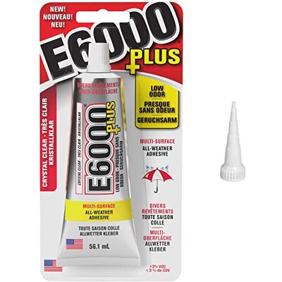 E6000 Plus-lijm om te knutselen en origineel snijopzetstuk voor stof, hout, sieraden, glas, edelstenen, kleefkralen, 56,1 ml E6000 Plus-lijm om te knutselen en origineel snijopzetstuk voor stof, hout, sieraden, glas, edelstenen, kleefkralen, 56,1 ml