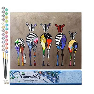 ART Schilderen op nummer voor volwassenen, zebra's, rug – handmatige activiteit, creatieve vrijetijdsset, doe-het-zelf, compleet kunstnummer, 40 x 50 cm zonder houten frame ART Schilderen op nummer voor volwassenen, zebra's, rug – handmatige activiteit, creatieve vrijetijdsset, doe-het-zelf, compleet kunstnummer, 40 x 50 cm zonder houten frame