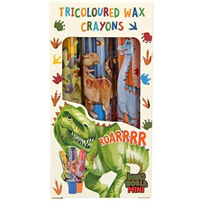 Depesche 12175 Dino World Mini Dino 3 stuks driekleurige waskrijtjes voor kinderen om te draaien en te schilderen Depesche 12175 Dino World Mini Dino 3 stuks driekleurige waskrijtjes voor kinderen om te draaien en te schilderen