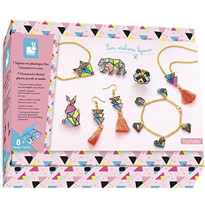 Janod Set van 7 sieraden van gekke geometrische kunststof om te maken – Ateliers sieraden – creatieve vrijetijdsset voor kinderen – beweeglijkheid en concentratie – vanaf 8 jaar, J07996, meerkleurig, eenheidsmaat Janod Set van 7 sieraden van gekke geometrische kunststof om te maken – Ateliers sieraden – creatieve vrijetijdsset voor kinderen – beweeglijkheid en concentratie – vanaf 8 jaar, J07996, meerkleurig, eenheidsmaat