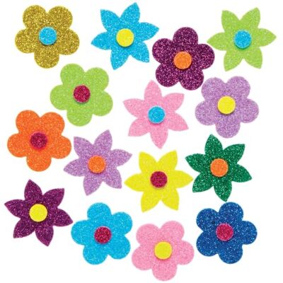Baker Ross Flower Glossy Foam Stickers voor Kinderen, 120-delige set Baker Ross Flower Glossy Foam Stickers voor Kinderen, 120-delige set