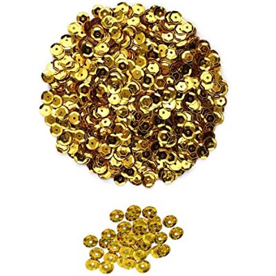 Bessy shop Naaipailletten, 30 g (ca. 2800 stuks) ronde pailletten los voor knutselen, naaien, bruiloftsdecoratie (goud 6 mm) Bessy shop Naaipailletten, 30 g (ca. 2800 stuks) ronde pailletten los voor knutselen, naaien, bruiloftsdecoratie (goud 6 mm)