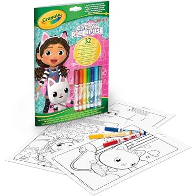 CRAYOLA , Album met activiteiten en kleuren Gabby en het magische huis, 32 pagina's om in te kleuren en 7 wasbare mini-viltstiften, 04-7024G CRAYOLA , Album met activiteiten en kleuren Gabby en het magische huis, 32 pagina's om in te kleuren en 7 wasbare mini-viltstiften, 04-7024G