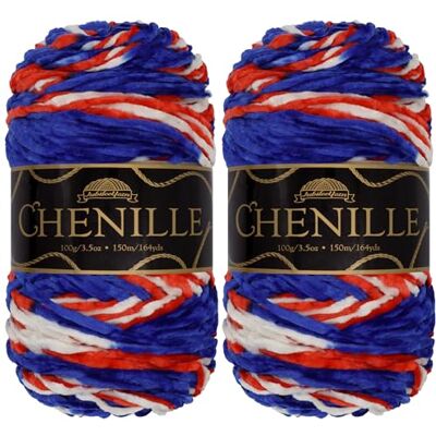 BambooMN JubileeYarn 2 bollen chenille-garen, 100 g/bol, veelkleurig bont bont fluweel voor haken en breien, Aztlán BambooMN JubileeYarn 2 bollen chenille-garen, 100 g/bol, veelkleurig bont bont fluweel voor haken en breien, Aztlán