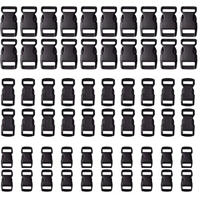 Bujingyun 60 stuks zwarte kunststof zijgespen voor paracord-armbanden 1,6 cm, 0,9 cm en 0,9 cm elk, zwart, M Bujingyun 60 stuks zwarte kunststof zijgespen voor paracord-armbanden 1,6 cm, 0,9 cm en 0,9 cm elk, zwart, M