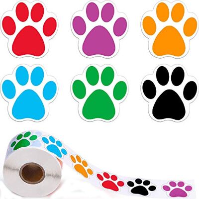 YUEMING Een rol van 500 stuks huisdierstickers speelgoed stickers kleurrijke pootafdruk hondenpoot labels berenpootafdruk YUEMING Een rol van 500 stuks huisdierstickers speelgoed stickers kleurrijke pootafdruk hondenpoot labels berenpootafdruk
