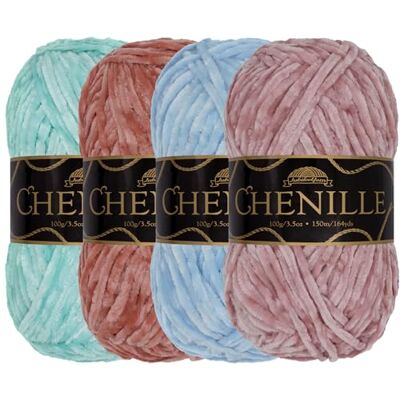 BambooMN JubileeYarn 4 bollen gekamd chenillegaren, 100 g/bol, fluweel, verschillende kleuren, voor haken en breien, neutrale kleurtinten BambooMN JubileeYarn 4 bollen gekamd chenillegaren, 100 g/bol, fluweel, verschillende kleuren, voor haken en breien, neutrale kleurtinten