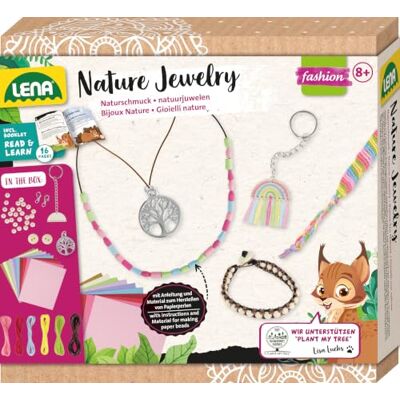 LENA 42834 Eco knutselset met 2 armbanden met kralen, 2 kettingen met hangers en 3 sleutelhangers, Plant My Tree begeleidingsboekje voor kinderen vanaf 8 jaar LENA 42834 Eco knutselset met 2 armbanden met kralen, 2 kettingen met hangers en 3 sleutelhangers, Plant My Tree begeleidingsboekje voor kinderen vanaf 8 jaar