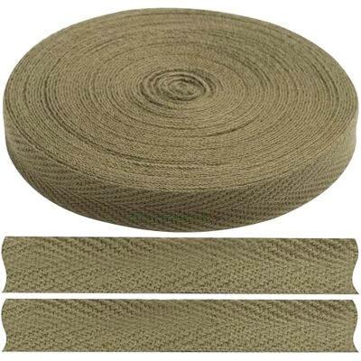 AERZETIX C77596 9 meter x 10 mm keperband van katoen kaki AERZETIX C77596 9 meter x 10 mm keperband van katoen kaki