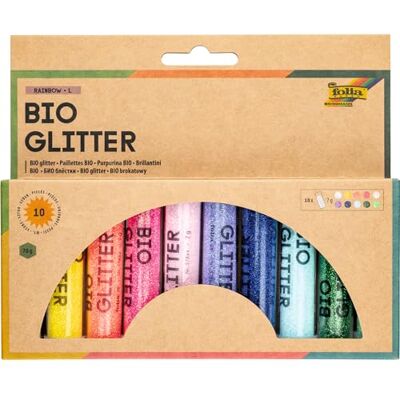 Folia 57817 Rainbow L Bio glitter mix 10 tubes 7 g organische glitter 10 verschillende kleuren voor decoratie en decoratie Folia 57817 Rainbow L Bio glitter mix 10 tubes 7 g organische glitter 10 verschillende kleuren voor decoratie en decoratie