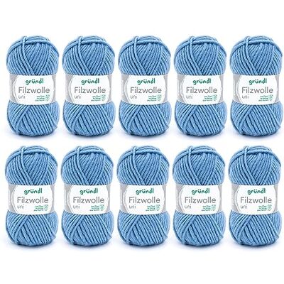 Gründl Effen viltwol, dikke wol om te vilten in de breimachine, zacht en huidvriendelijk, 100% scheerwol, 10 bollen van 50 g/50 m, voor naalddikte 8-9, blauw Gründl Effen viltwol, dikke wol om te vilten in de breimachine, zacht en huidvriendelijk, 100% scheerwol, 10 bollen van 50 g/50 m, voor naalddikte 8-9, blauw