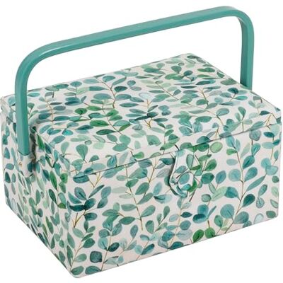 Hobby Gift Exclusieve middelgrote naaidoos, opbergdoos om te knutselen, accessoirebak, pinnenbol, pvc-handvat, 18,5 x 25,5 x 14,5 cm, eucalyptus Hobby Gift Exclusieve middelgrote naaidoos, opbergdoos om te knutselen, accessoirebak, pinnenbol, pvc-handvat, 18,5 x 25,5 x 14,5 cm, eucalyptus