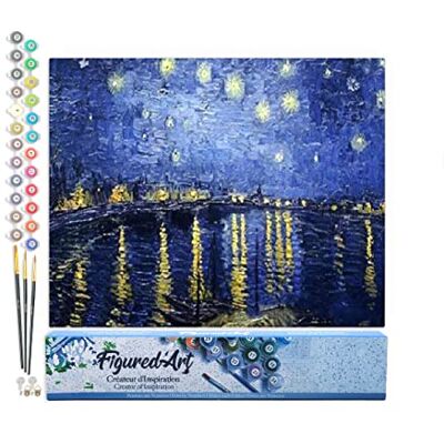 ART Schilderen op nummer Van Gogh Sterrennacht op de Rhône Afmeting 40 x 50 cm zonder houten frame ART Schilderen op nummer Van Gogh Sterrennacht op de Rhône Afmeting 40 x 50 cm zonder houten frame
