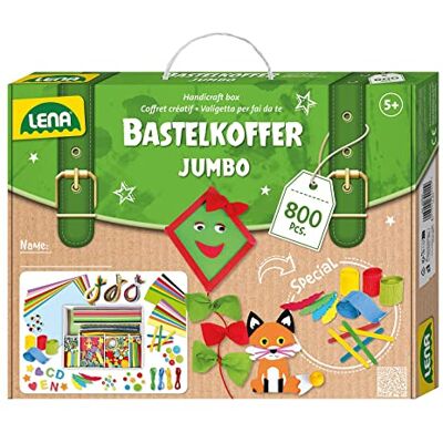 Lena 42629 knutselkoffer met verschillende materialen om te knutselen, schuimrubber, gekleurd papier, kralen, pompon, satijnen linten, knopen, ronde ogen en nog veel meer, vanaf 5 jaar Lena 42629 knutselkoffer met verschillende materialen om te knutselen, schuimrubber, gekleurd papier, kralen, pompon, satijnen linten, knopen, ronde ogen en nog veel meer, vanaf 5 jaar