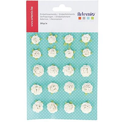 Artemio 20 mini-rozen van papier – witte bloem Artemio 20 mini-rozen van papier – witte bloem