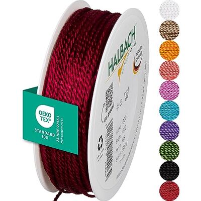 Halbach Zijbanden Hoogwaardig satijnen koord 2 mm breed 50 m lang decoratief acetaat koord wijnrood Halbach Zijbanden Hoogwaardig satijnen koord 2 mm breed 50 m lang decoratief acetaat koord wijnrood