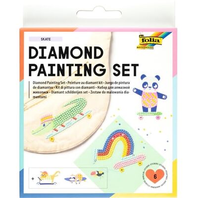 Folia 31803 Skate Diamond Painting set, stickers met skateboardmotieven en accessoires, knutselset voor het maken van strass-stickers Folia 31803 Skate Diamond Painting set, stickers met skateboardmotieven en accessoires, knutselset voor het maken van strass-stickers