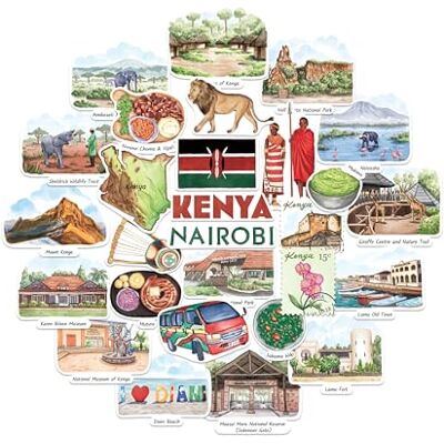 Navy Peony Kenia Reisstickers (28 stuks) (Blikvanger) Navy Peony Kenia Reisstickers (28 stuks) (Blikvanger)