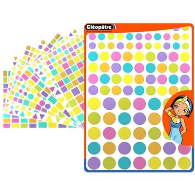 Cléopâtre CLEOPATRE Geometrische zelfklevende stickers, 6 pastelkleuren, 40 vellen (4170 stickers) Cléopâtre CLEOPATRE Geometrische zelfklevende stickers, 6 pastelkleuren, 40 vellen (4170 stickers)