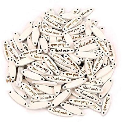 Walfront Set van 100 handgemaakte houten ovale knopen met 2 gaten voor label, naaien, scrapbooking, kleding, creatieve vrije tijd, decoratie, 1 × 0,8 cm Walfront Set van 100 handgemaakte houten ovale knopen met 2 gaten voor label, naaien, scrapbooking, kleding, creatieve vrije tijd, decoratie, 1 × 0,8 cm
